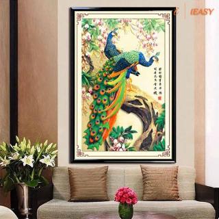 Bộ tranh đính đá 5D tự làm hình chim công độc đáo