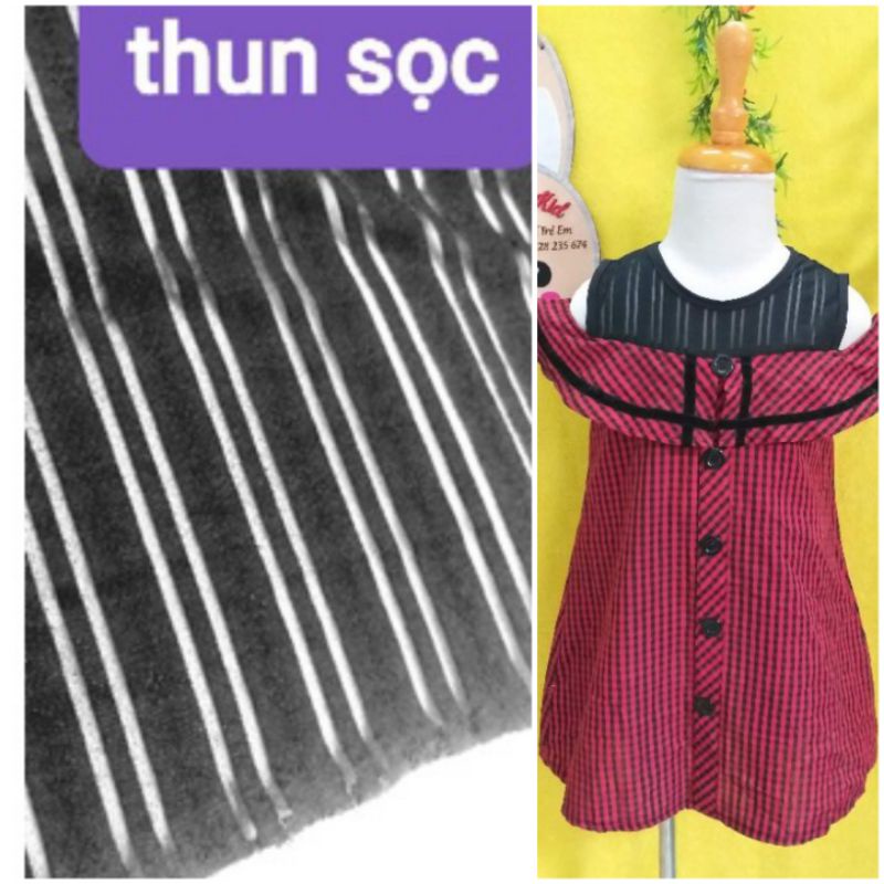 1 m vải thun sọc màu đen