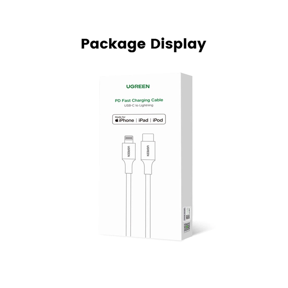 Cáp Sạc Nhanh PD 20W Cho IP,tablet táo Ugreen US171-USB Type C To chân IPChIPMFI táo-BH 18T