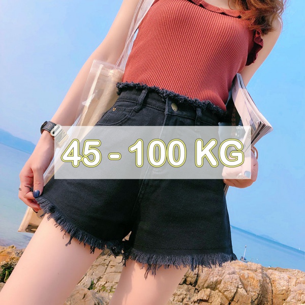 Quần Short Denim Lưng Cao Phong Cách Hàn Quốc Dành Cho Nữ 100kg