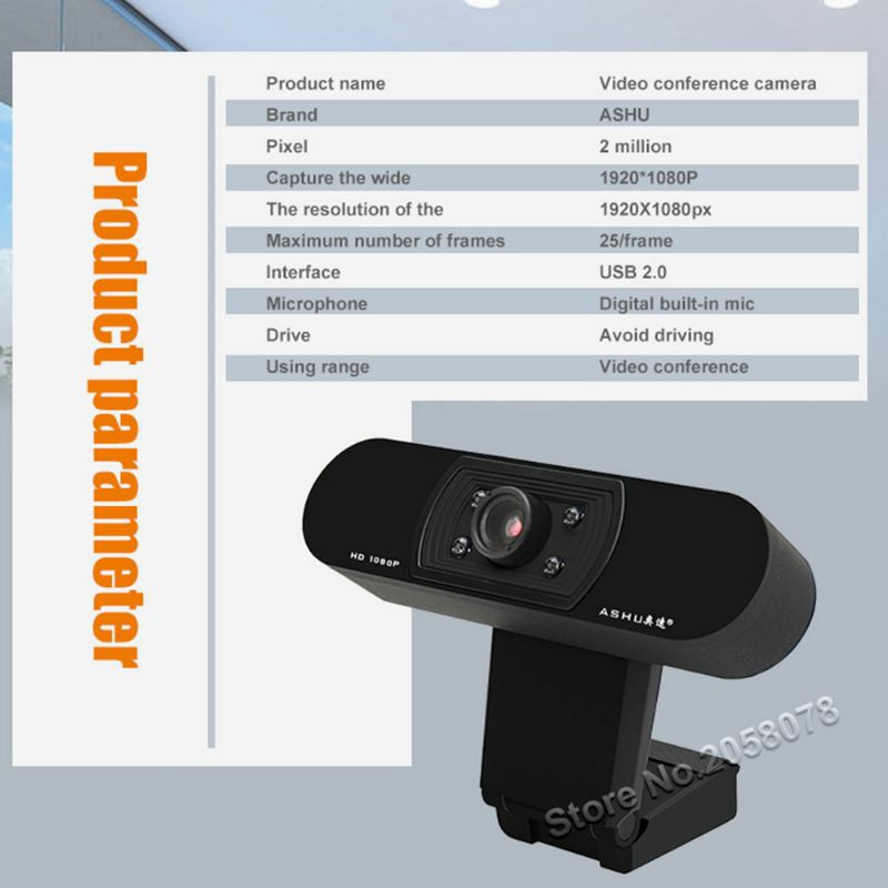 Webcam Ashu Hd 1080p Tích Hợp Micro Cho Máy Tính Để Bàn H800 - Màu Đen | BigBuy360 - bigbuy360.vn