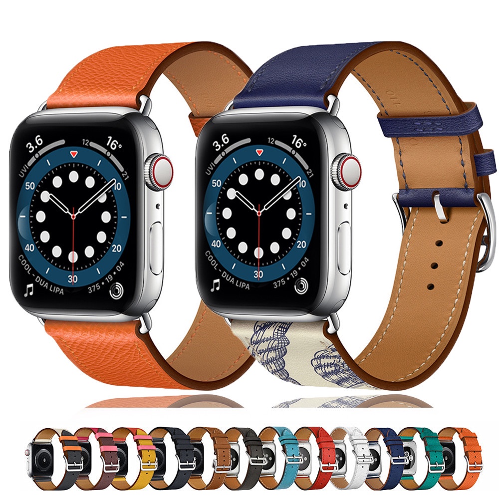 Dây Đeo Bằng Da Thay Thế Dành Cho Đồng Hồ Thông Minh Apple watch 44mm 40mm 45mm 41mm 38mm 42mm series 5 4 3 6 se 7