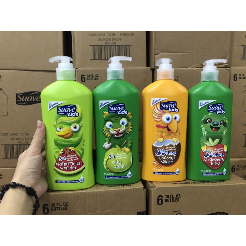 Tắm Gội Suave Kids Hương Trái Cây Dành Cho Bé 3in1 532ml của Mỹ