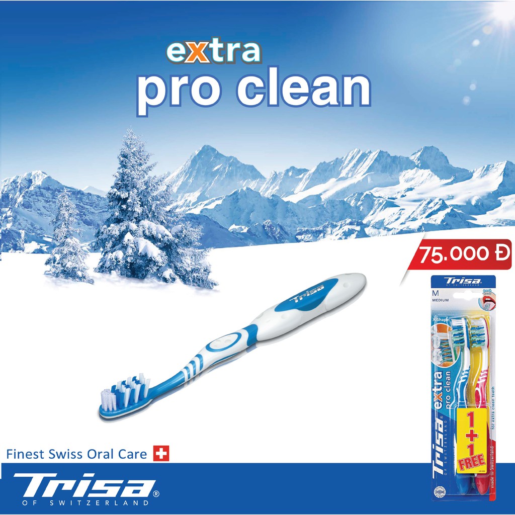 Bàn Chải Đánh Răng Trisa Extra Pro Clean Vĩ Đôi