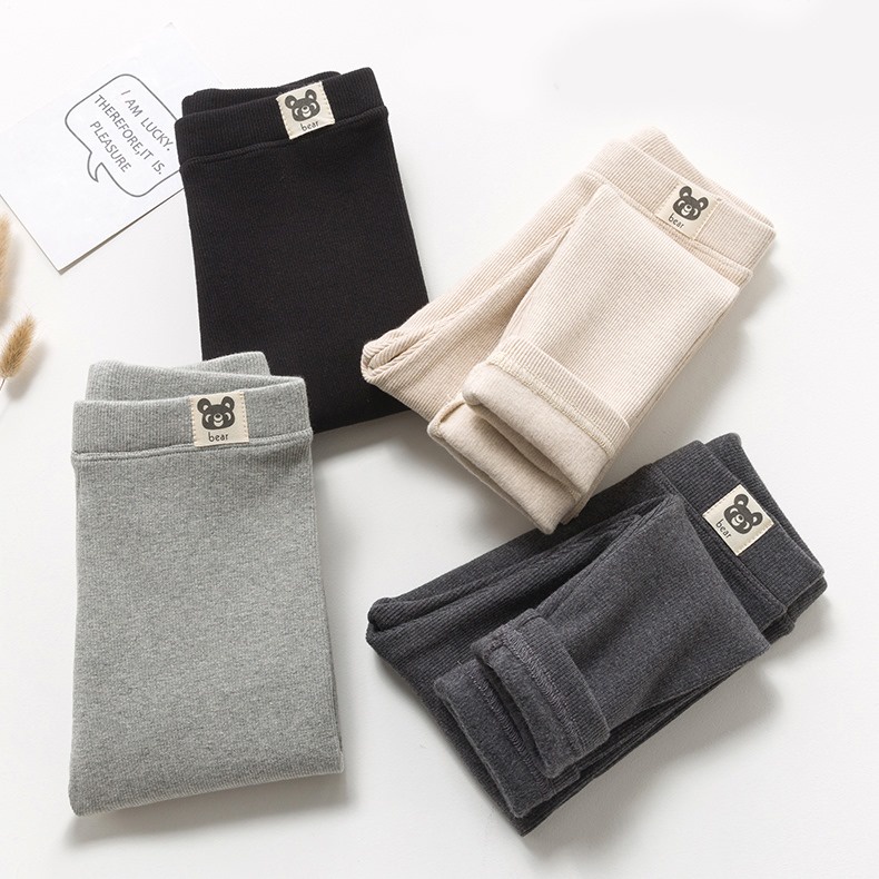 Quần legging len tăm cho bé gái 6-45kg, 1-14 tuổi chất len tăm GẤU