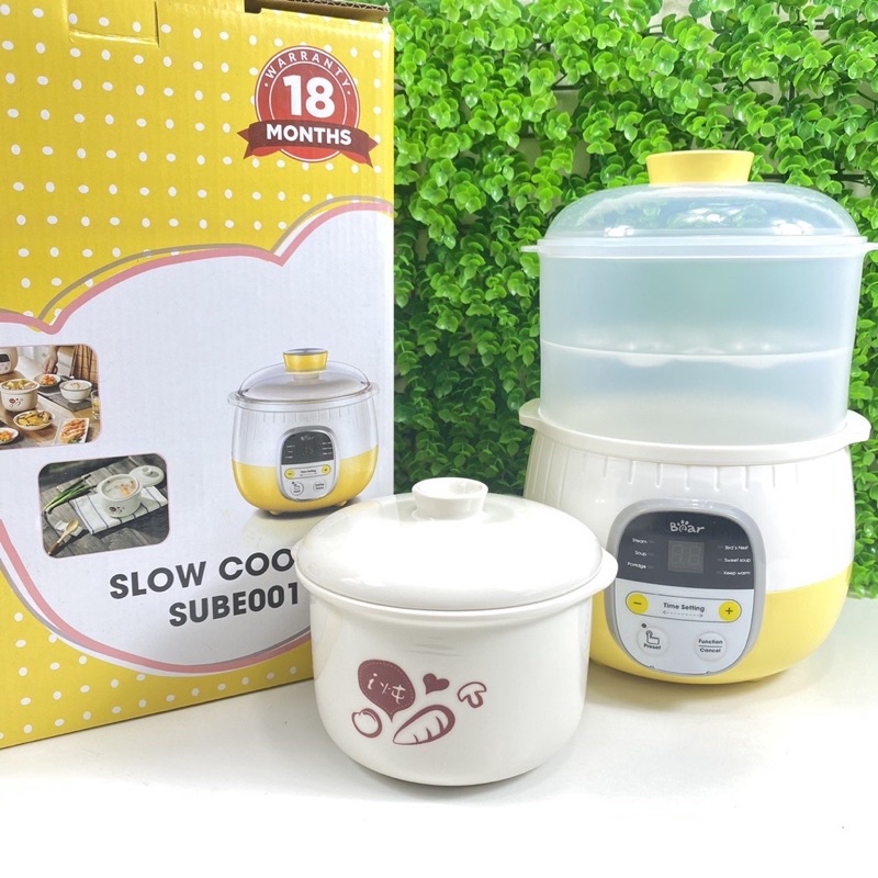 BẢO HÀNH 18 THÁNG -Nồi nấu cháo chậm Bear, nồi hầm cách thuỷ đa năng Bear 0,8L -BẢN QUỐC TẾ - Nấu cháo, Ninh, Hầm, Hấp