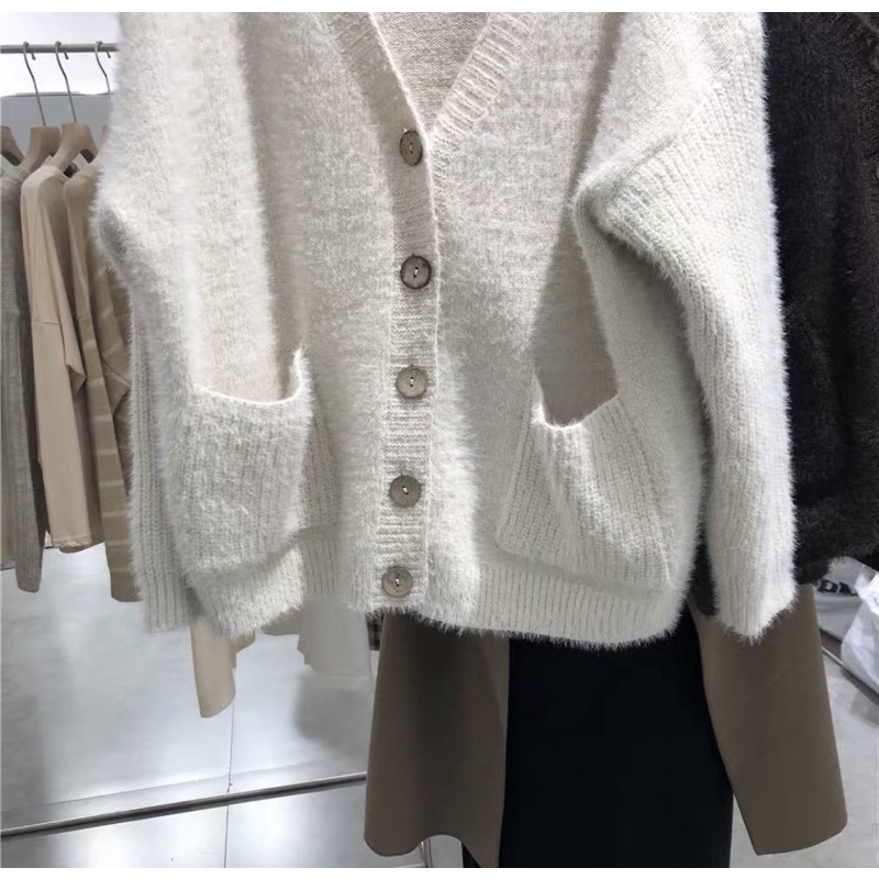 Áo khoác cardigan len lông Hàn Quốc chất cực dày dặn