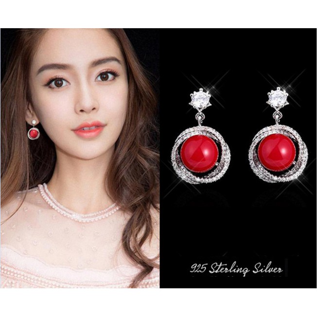 Khuyên tai retro xoắn Ngọc trai giả đính kim MB121