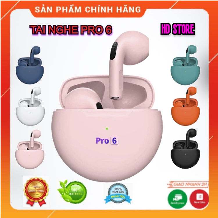 Tai Nghe Bluetooth Pro 6 HD Store Khử Âm Chống Ồn Định Vị, Tai Nghe Bluetooth Android Pro 6 Cho Samsung Và Ios.