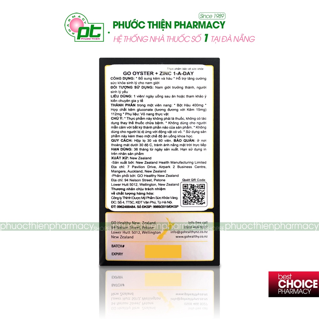 Go Oyster plus Zinc viên tinh chất hàu biển nhập khẩu New zealand - Tăng chất lượng tinh trùng, sinh lý testosterone nam