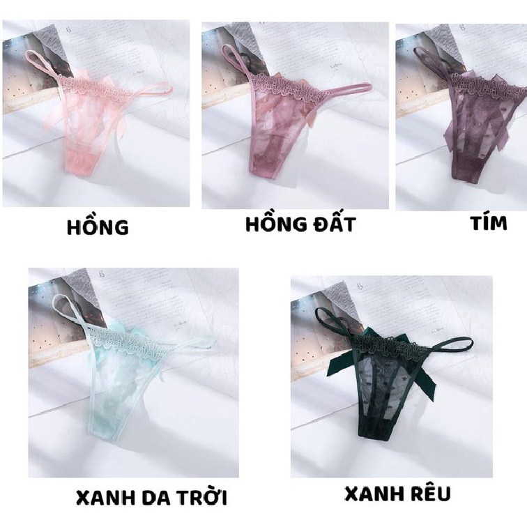 Quần Lót Nữ ❤️ Lọt Khe Ren Xuyên Thấu Dây Mảnh Đính Nơ To Quyến Rũ LOTNU17