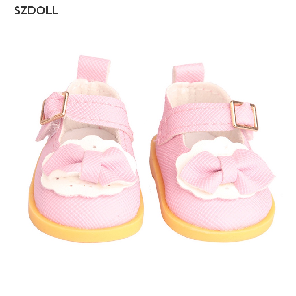 Giày búp bê đính nơ bằng da PU 5cm cho búp bê Mỹ & EXO 14 Inch 1/6