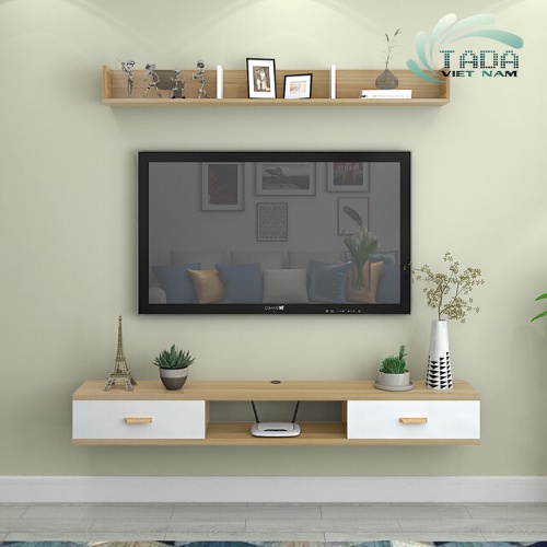 Kệ tivi treo tường phòng khách thiết kế đơn giản 2 cánh lật tiện lợi chất liệu gỗ MDF phủ melamin mã TADA-ZPTT6