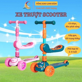 Xe trượt scooter 💥FREESHIP💥 đa năng phát sáng cho bé từ 2 đến 8 tuổi - Xe thăng bằng có nhạc, ghế nhún cho trẻ DC009