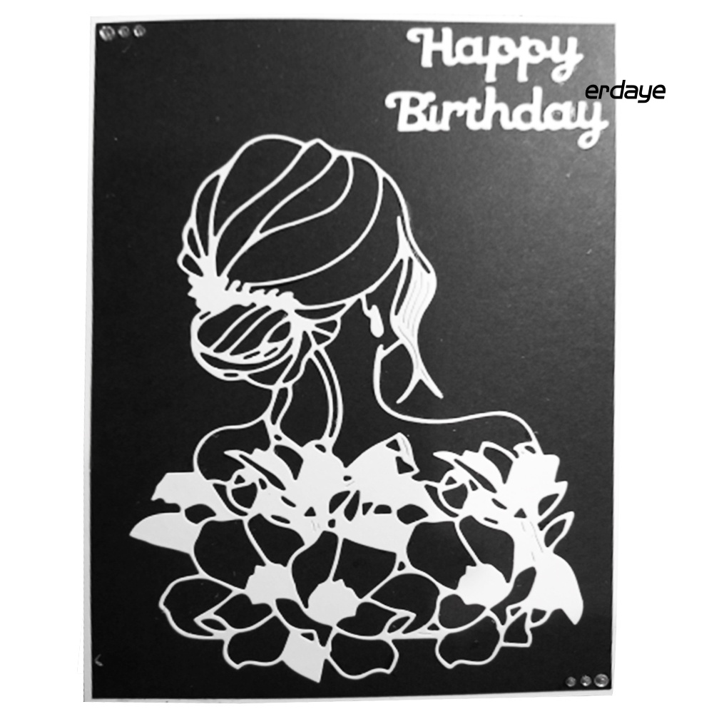 Khuôn cắt giấy bằng kim loại hình cô gái và hoa trang trí Scrapbook