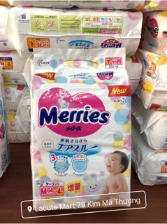 Bỉm dán/quần MERRIES nội địa Nb96/S88/M68/M64/L58/L50/XL44/XXL28