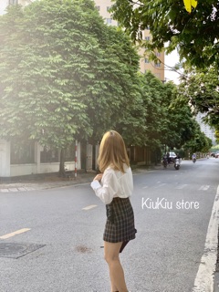 Chân váy dạ kẻ