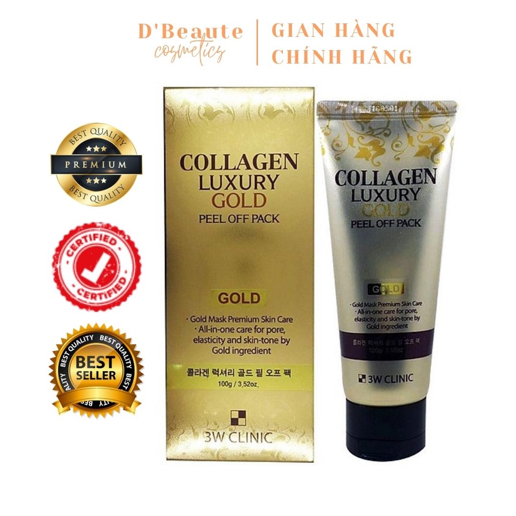 Mặt Nạ Vàng Chống Lão Hóa và Làm Trắng 3W Clinic Collagen Luxury Gold Peel Off Pack 100g - Hàn Quốc Chính Hãng