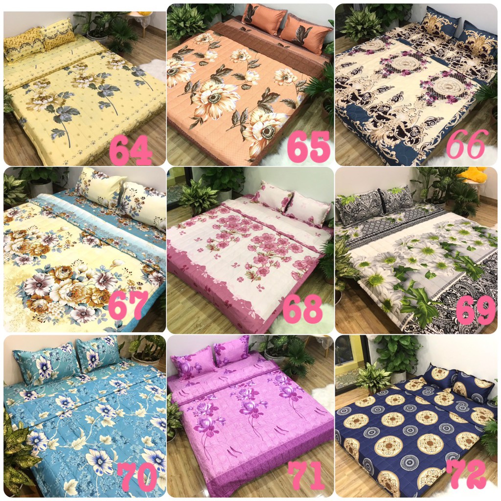 Bộ Drap ga gối poly hàn 1m6 mẫu hoa nhí