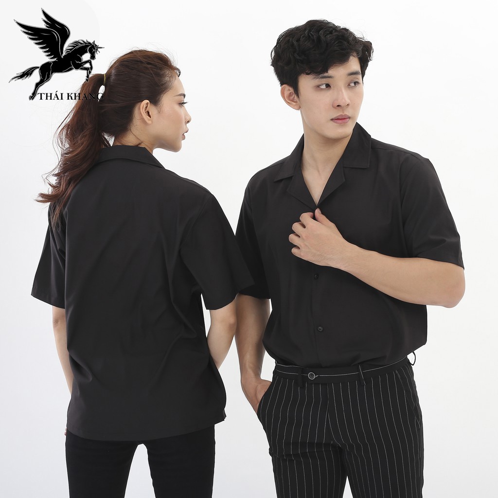 Áo sơ mi nam nữ cổ vest cao cấp bán shop loại áo unisex họa tiết hoa lá ASCV01