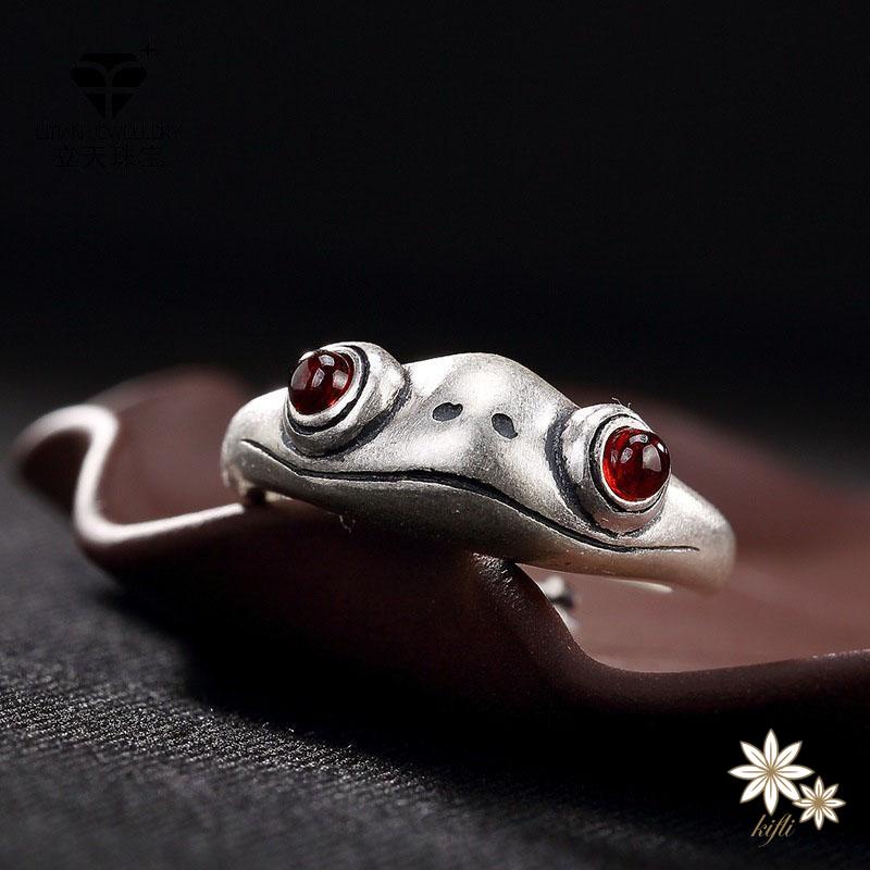 【kifli】Nhẫn hở hình chú ếch dễ thương bằng kim loại