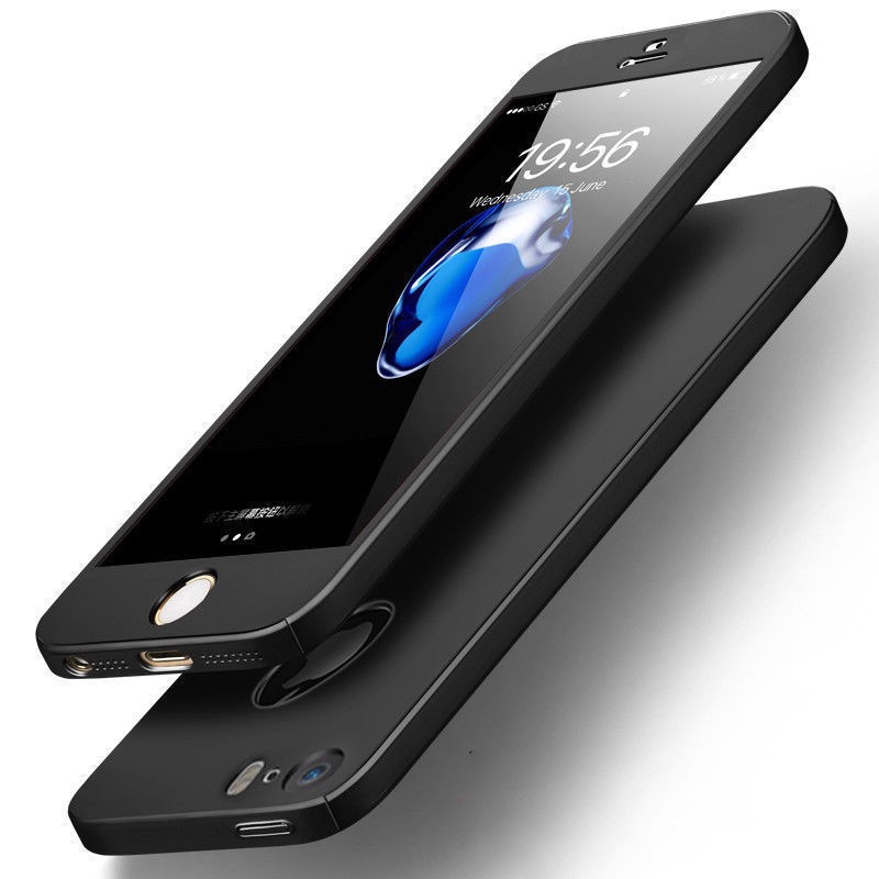 Ốp điện thoại nhựa PC cứng kèm miếng dán màn hình bảo vệ 360 độ tiện dụng cho iPhone 5 5S SE