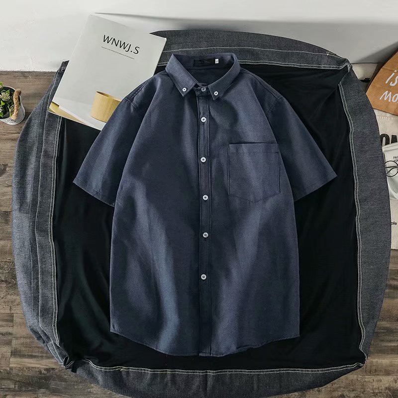 Áo sơ mi tay ngắn màu trơn thời trang dành cho nam