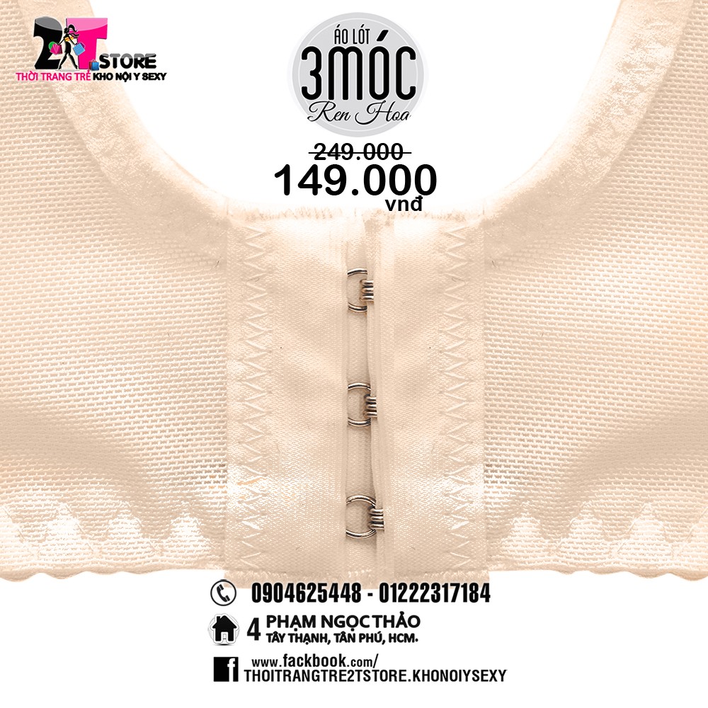 Áo Nâng Ngực Cotton 3 Móc Phối Ren (Da Nude)