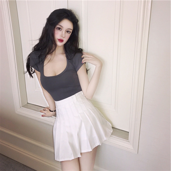 NRVP Áo thun tay ngắn cổ tròn ôm dáng thời trang phong cách hàn quốc dành cho nữ