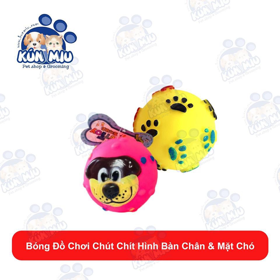 Bóng đồ chơi chút chít hình bàn chân, mặt chó