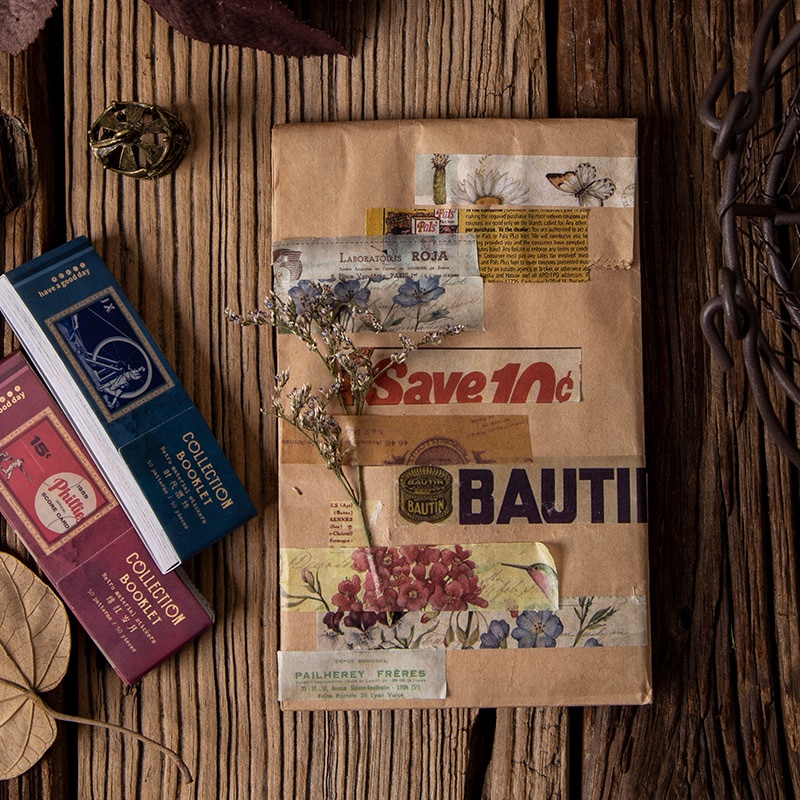 Set 50 Miếng Dán Trang Trí Sổ Tay Phong Cách Vintage