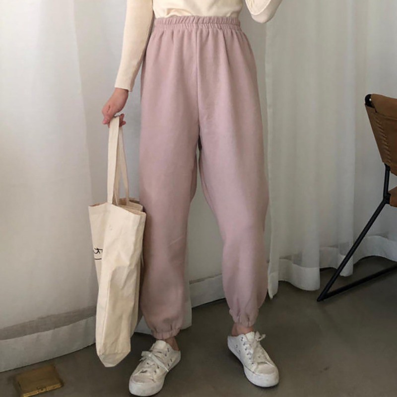 Quần legging lưng cao màu trơn chất liệu co giãn thoải mái