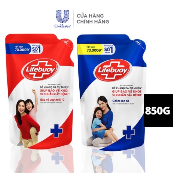 Túi Sữa tắm Lifebuoy 850g Bảo vệ vượt trội- Tiết kiệm