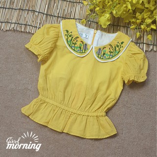 Áo Sơ Mi Bé Gái KATA Cổ Sen Thêu Hoa Vải Xô Mát Mẻ Mịn Đẹp K31