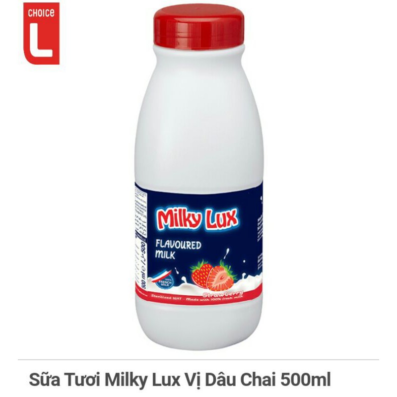 Sữa Tươi Milky Lux Vị Dâu/ vani/ chuối/ ca cao Chai 500ml
