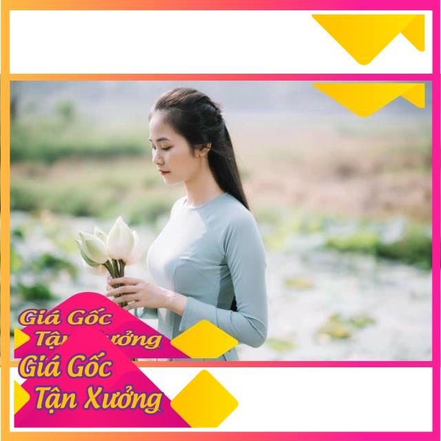 Áo dài chiffon 4 tà màu xanh đá