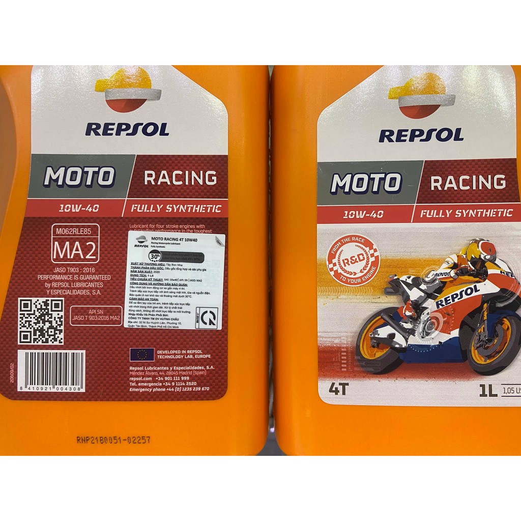 [GIÁ HỦY DIỆT] NHỚT REPSOL MOTO RACING 4T 10W40 FULLY SYNTHETIC