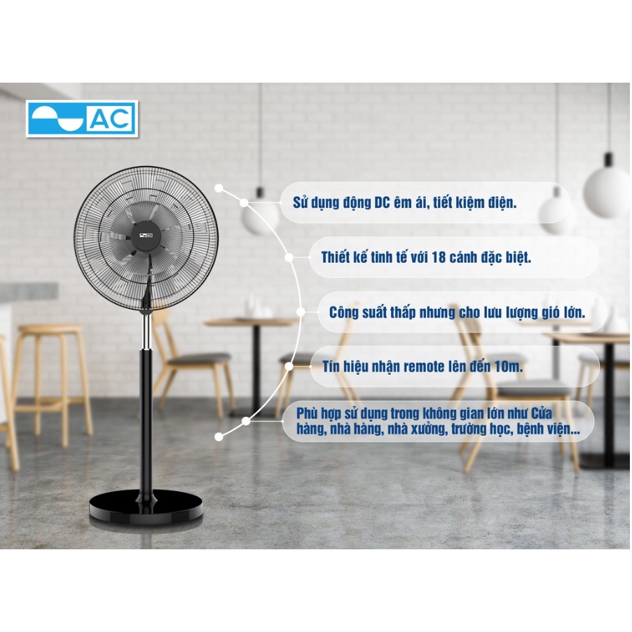 Quạt đứng AC AIS01D1818 - Động cơ DC 65W, 18 cánh quạt