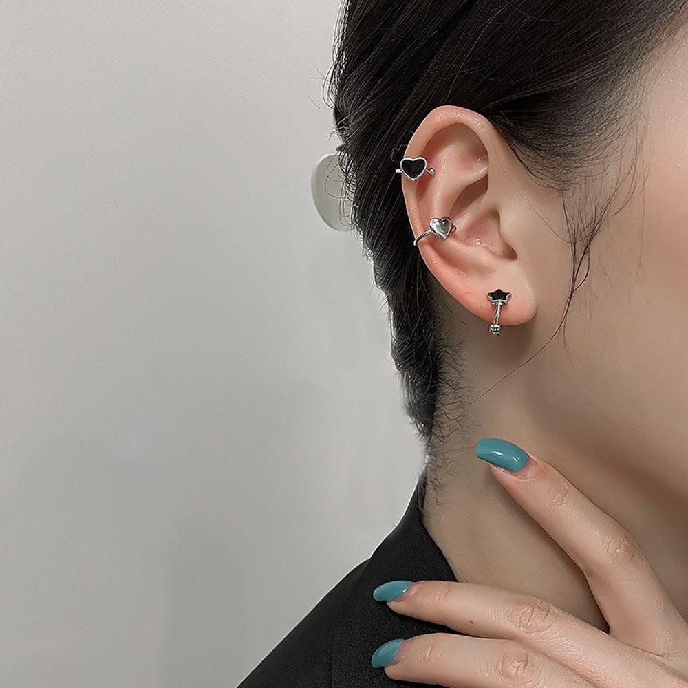 Khuyên Kẹp Vành Tai Không Xỏ Lỗ Bằng Đồng Hình Trái Tim Phong Cách Punk Dành Cho Nữ