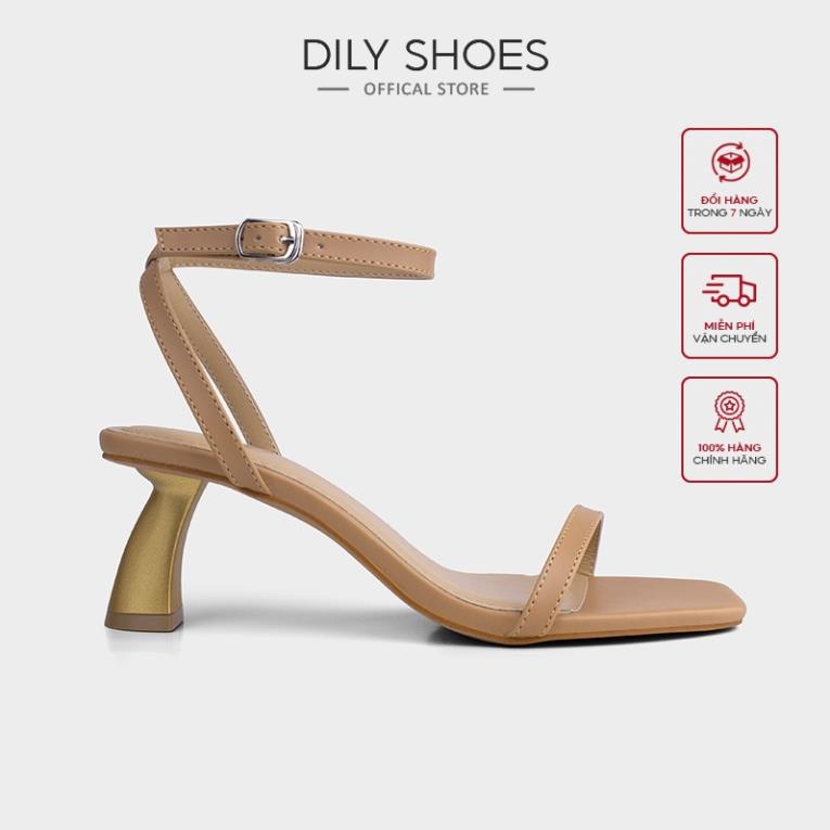 ib Giày Sandal DILY Phối Dây Mảnh Gót Hình Học Cao 5cm_AA0260