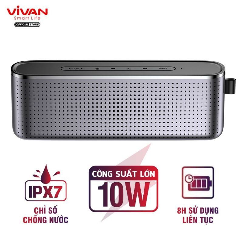 Loa Bluetooth 5.0 Super Bass VIVAN VS10 Chống Nước IPX7 Pin 1800mAh