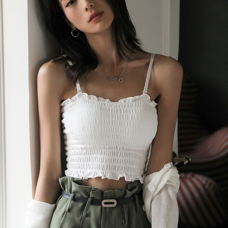 Áo bra nữ nhún dáng lửng - Bra 2 Dây kèm mút mỏng - Áo ngực thể thao VALICA B6843