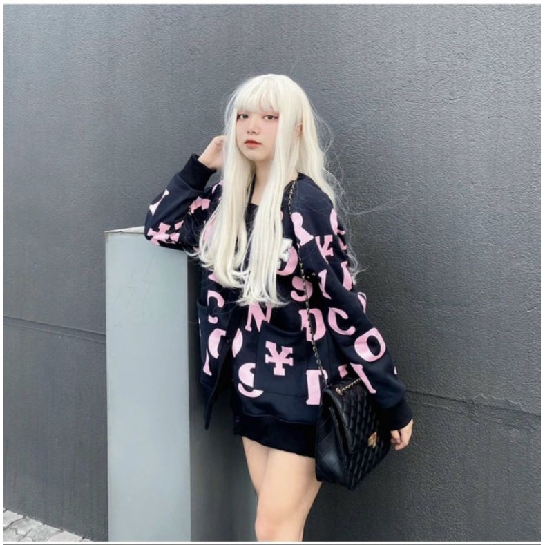 (video thật)Áo khoác Dirty cardigan unisex,Áo cardigan nữ chất nỉ cao cấp form rộng in chữ cái phối màu phong cách hàn