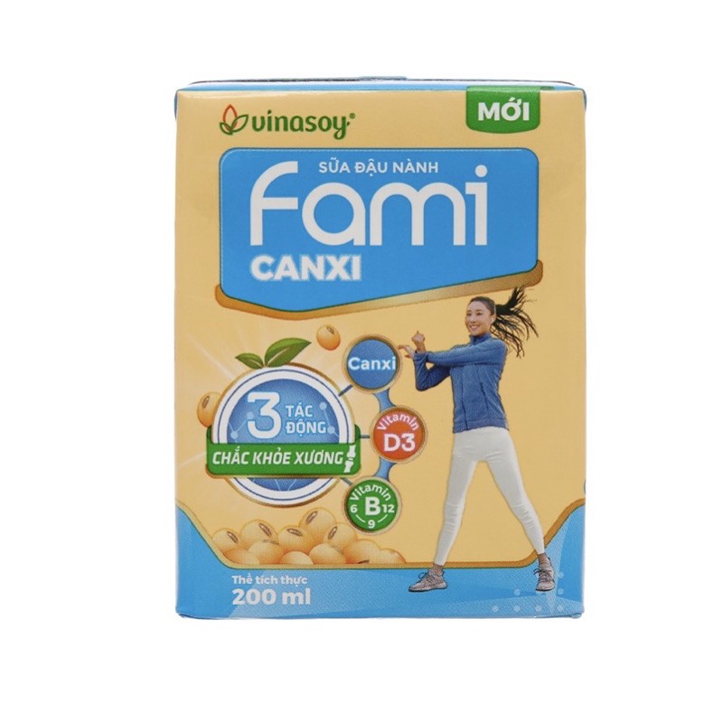 VỈ SỮA ĐẬU NÀNH FAMI NGUYÊN CHẤT/ CANXI 6x200ML