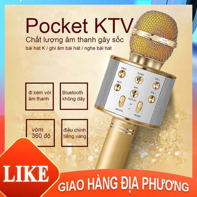 Mic hát karaoke không dây Loa Bluetooth với âm thanh ấm karaoke karaoke cầm tay mini hát hát hay nhất hiện nay [HT00001]