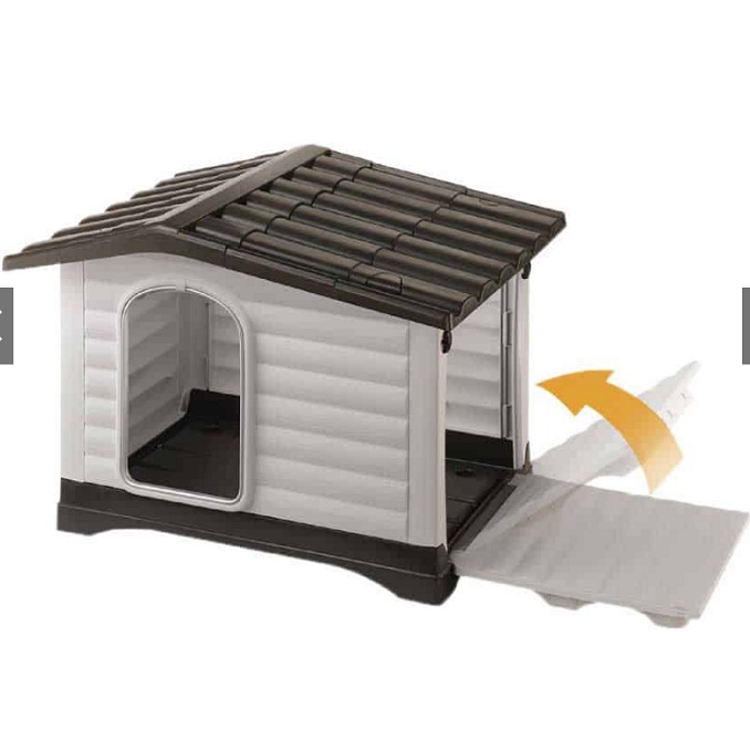 Nhà nhựa cao cấp cho chó - mèo 2 cửa có hiên XDB - 424S sử dụng ngoài trời cho thú cưng