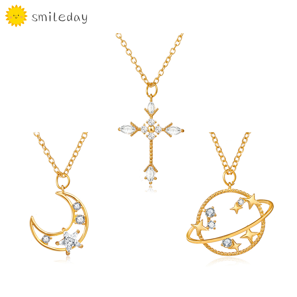 Dây Chuyền Mặt Trăng Và Ngôi Sao Đính Đá Thời Trang Dành Cho Nữ