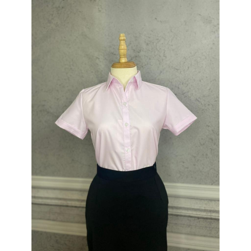 Áo Sơ Mi Nữ Trơn Ngắn Tay Công Sở  Ít Nhăn, Mặc Mát Màu Đen SMNTC