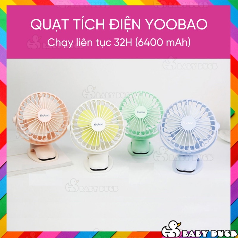 Quạt tích điện Yoobao 6400MAH, kẹp sạc mini cầm tay 4 cấp độ gió