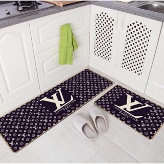(Rẻ vô địch) Bộ 2 thảm trải sàn bếp in hình hoạ tiết 3D chống trơn ,chống trượt mẫu lv thương hiệu hàng cao cấp